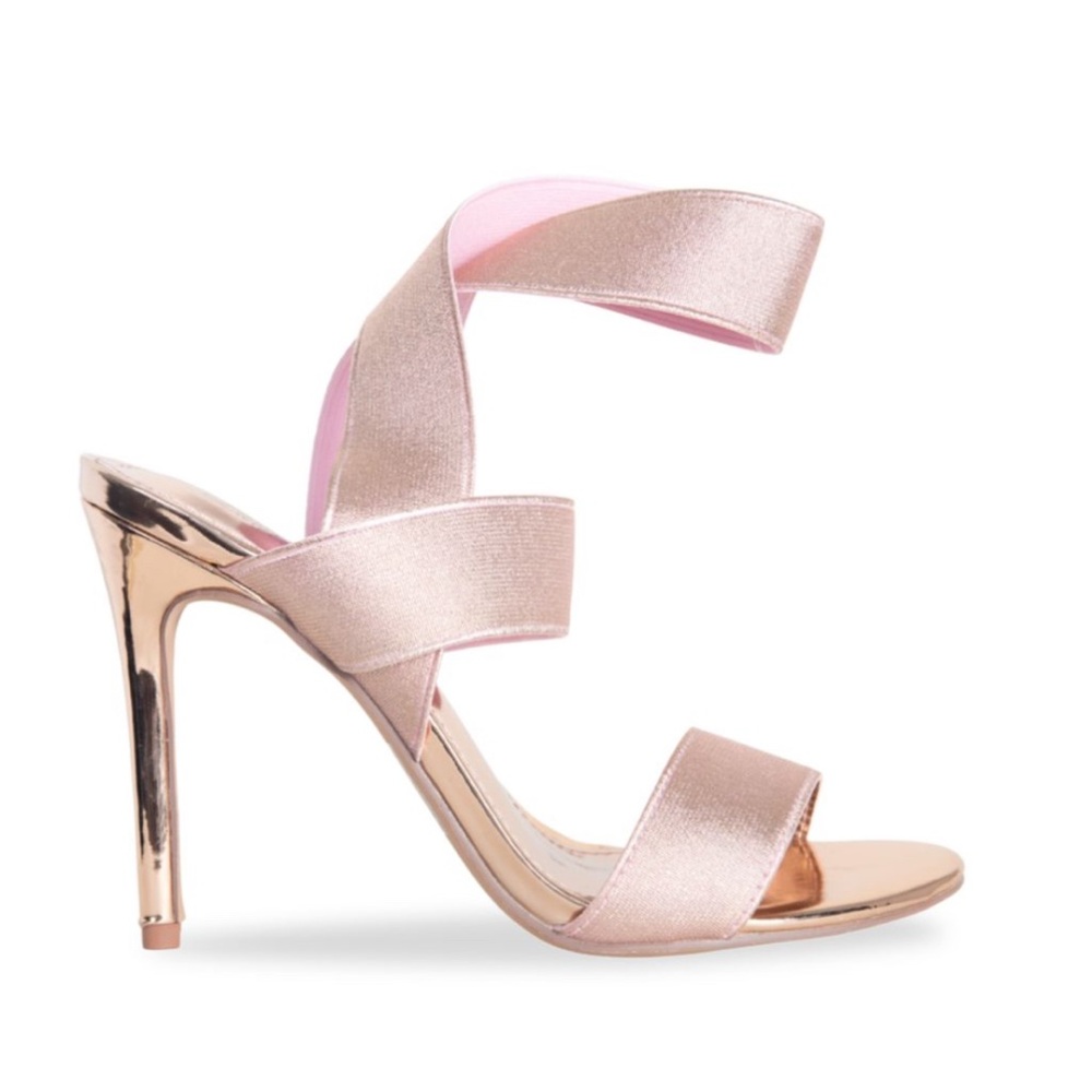 NIB Lauren Lorraine Dallas Ankle Strap Stiletto - Rose Gold